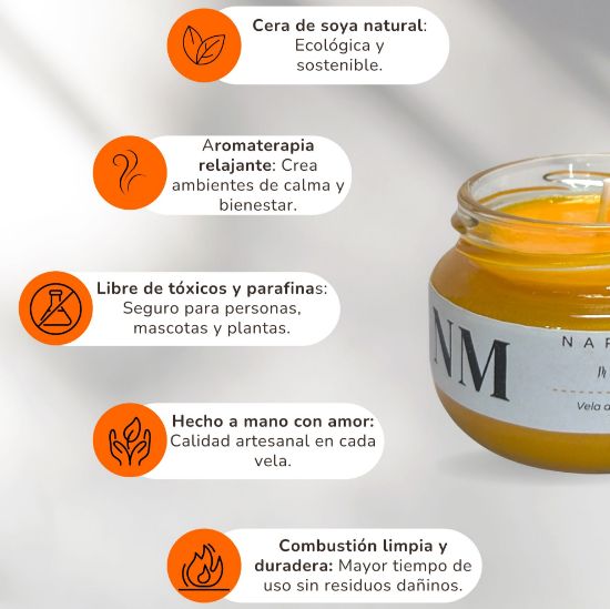 Imagen de Vela Artesanal y Aromática – Naranja y Mandarina 100g