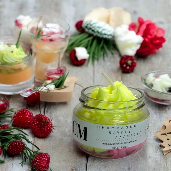 Imagen de Vela Artesanal y Aromática – Champagne y Mimosa Clementina 100g