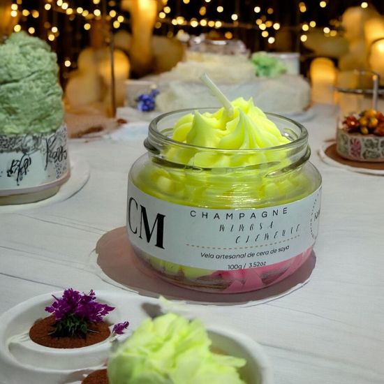 Imagen de Vela Artesanal y Aromática – Champagne y Mimosa Clementina 100g