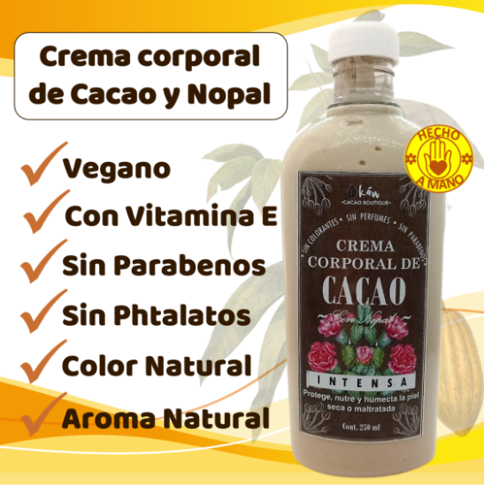Imagen de Crema Corporal Artesanal de Cacao y Nopal (250 ml)