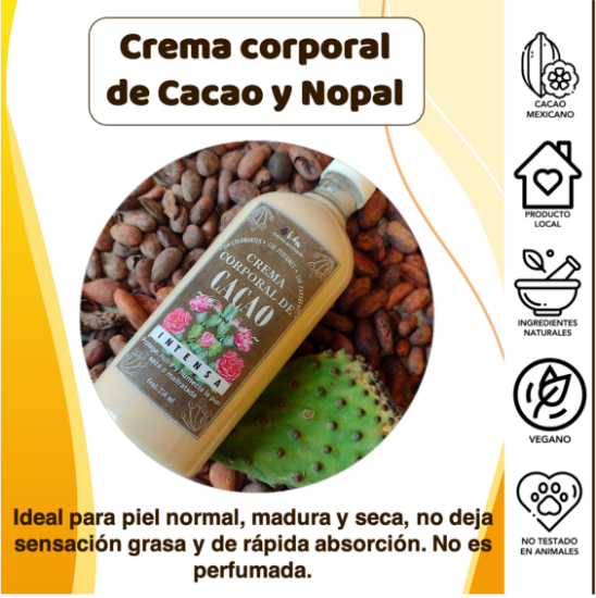 Imagen de Crema Corporal Artesanal de Cacao y Nopal (250 ml)