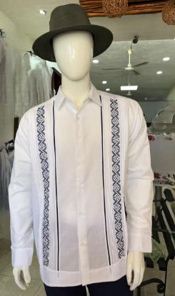 Imagen de Guayabera de Lino Blanca Manga Larga