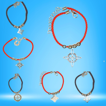 Imagen de 1 Dije Nudo de Bruja CURADO Uso Rudo en Pulsera Roja BORLAS Acero+ 4 Modelos y Colores a Escoger ALTA DURABILIDAD- x1