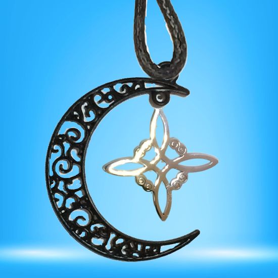 Imagen de Dije Nudo de bruja  Curado en luna Para Escoger 41x31 cmm Collar  45+5cm-Collar AJUSTABLE