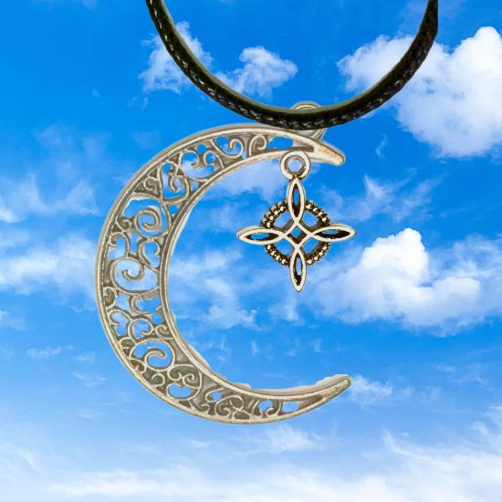 Imagen de Dije Nudo de bruja  Curado en luna Para Escoger 41x31 cmm Collar  45+5cm-Collar AJUSTABLE