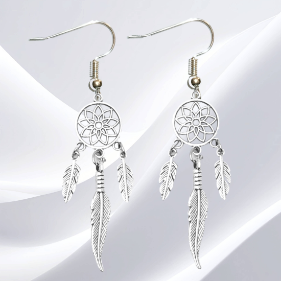 Imagen de + de 10 Modelos y Combinaciones de Colores de 1 Par de Atrapasueños Color Dorado Alta Durabilidad en Aretes Acero Inoxidable para Escoger x1