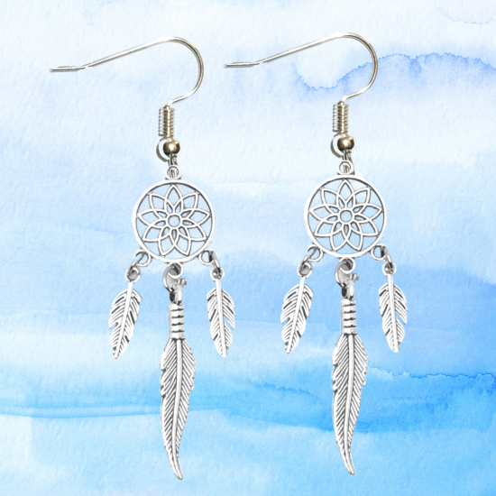 Imagen de + de 10 Modelos y Combinaciones de Colores de 1 Par de Atrapasueños Color Dorado Alta Durabilidad en Aretes Acero Inoxidable para Escoger x1