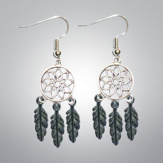 Imagen de + de 10 Modelos y Combinaciones de Colores de 1 Par de Atrapasueños Color Dorado Alta Durabilidad en Aretes Acero Inoxidable para Escoger x1