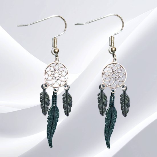 Imagen de + de 10 Modelos y Combinaciones de Colores de 1 Par de Atrapasueños Color Dorado Alta Durabilidad en Aretes Acero Inoxidable para Escoger x1