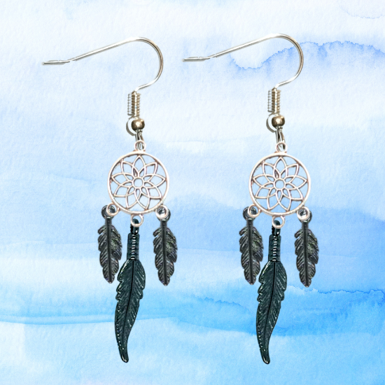 Imagen de + de 10 Modelos y Combinaciones de Colores de 1 Par de Atrapasueños Color Dorado Alta Durabilidad en Aretes Acero Inoxidable para Escoger x1