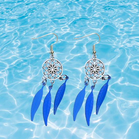 Imagen de + de 10 Modelos y Combinaciones de Colores de 1 Par de Atrapasueños Color Dorado Alta Durabilidad en Aretes Acero Inoxidable para Escoger x1
