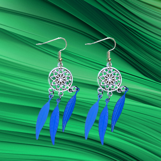 Imagen de + de 10 Modelos y Combinaciones de Colores de 1 Par de Atrapasueños Color Dorado Alta Durabilidad en Aretes Acero Inoxidable para Escoger x1
