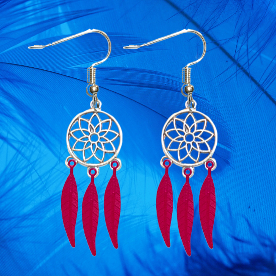 Imagen de + de 10 Modelos y Combinaciones de Colores de 1 Par de Atrapasueños Color Dorado Alta Durabilidad en Aretes Acero Inoxidable para Escoger x1