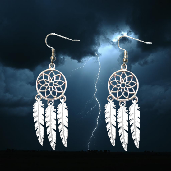 Imagen de + de 10 Modelos y Combinaciones de Colores de 1 Par de Atrapasueños Color Dorado Alta Durabilidad en Aretes Acero Inoxidable para Escoger x1