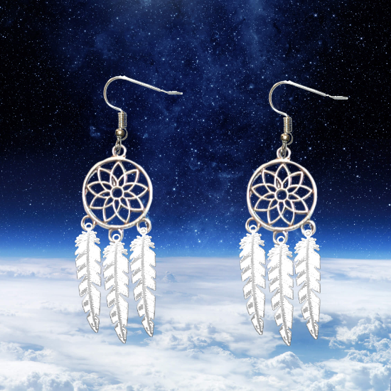 Imagen de + de 10 Modelos y Combinaciones de Colores de 1 Par de Atrapasueños Color Dorado Alta Durabilidad en Aretes Acero Inoxidable para Escoger x1