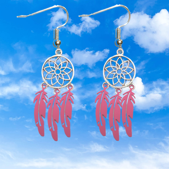 Imagen de + de 10 Modelos y Combinaciones de Colores de 1 Par de Atrapasueños Color Dorado Alta Durabilidad en Aretes Acero Inoxidable para Escoger x1