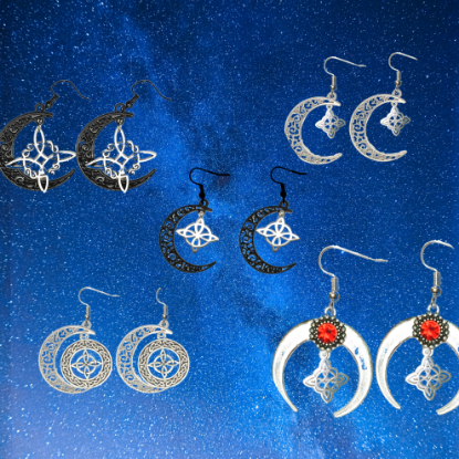 Imagen de 1 Par aretes Nudo de bruja  Curado en luna Para Escoger 41x31 cm Alta Durabilidad