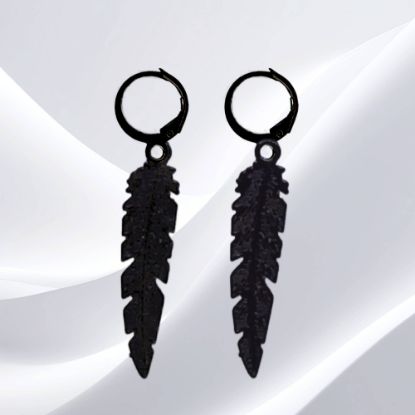 Imagen de 1 Par de Plumas Etnicas Grandes Acero en Arracaditas Acero Color Negro Alta Durabilidad+5 Modelos y Colores Para Escoger CUPF&=X1PLu