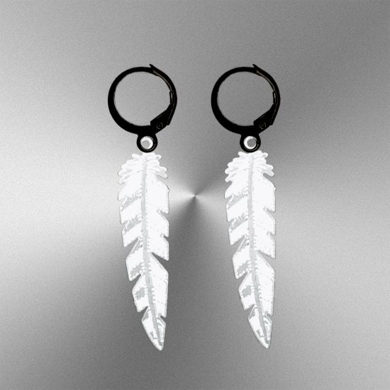 Imagen de 1 Par de Plumas Etnicas Grandes Acero en Arracaditas Acero Color Negro Alta Durabilidad+5 Modelos y Colores Para Escoger CUPF&=X1PLu