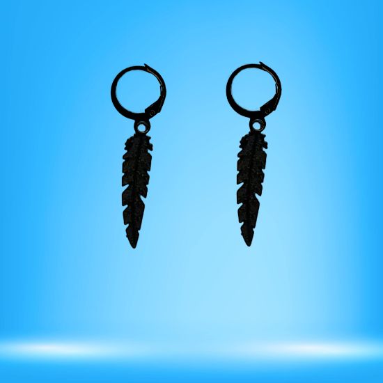 Imagen de 1 Par de Plumas Medianas Acero en Arracaditas Acero Color Negro Alta Durabilidad+20 Modelos y Colores Para Escoger CUPF&=X1PLu