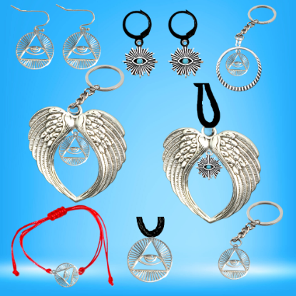 Imagen de 1 Dije Ojo de Dios + Santisima Trinidad 20x20mm Curado o Intensionado Acero Inoxidable Alta Durabilidad en Pulsera o Llavero o Collar+4 Modelos para Escoger -x1