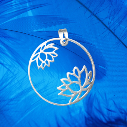 Imagen de Flor de Loto Mediana o Grande Acero Inoxidable (Meditacion Yoga ) Dije, Collar o LLavero x1loto