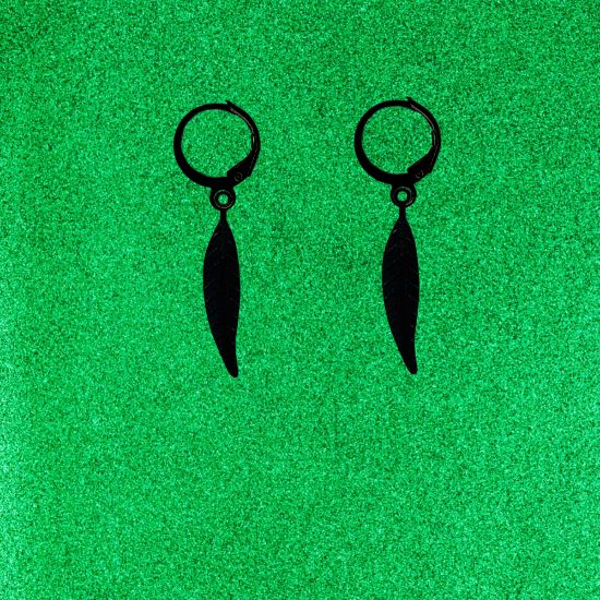 Imagen de 1 Par de Plumas Medianas Acero en Arracaditas Acero Color Negro Alta Durabilidad+20 Modelos y Colores Para Escoger CUPF&=X1PLu-Lopi