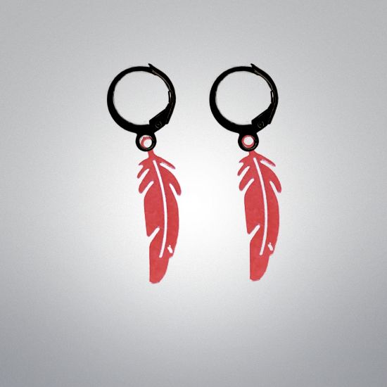 Imagen de 1 Par de Plumas Medianas Acero en Arracaditas Acero Color Negro Alta Durabilidad+20 Modelos y Colores Para Escoger CUPF&=X1PLu-Lopi