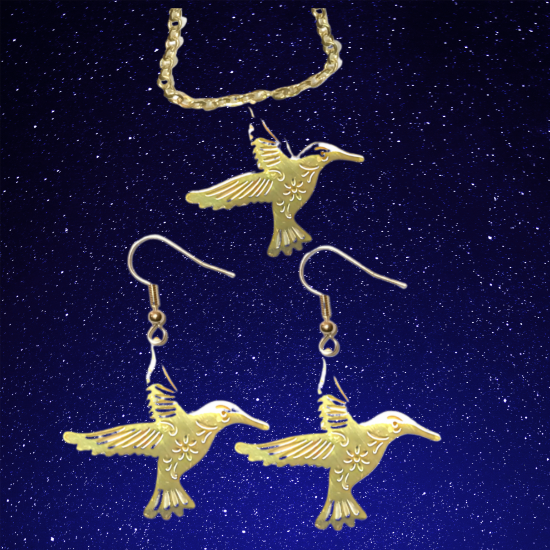 Imagen de Hermoso Dije Colibri Grande Acero Inoxidable  en Aretes, Dije/Collar o Juego Alta Durabilidad+ 9 Modelos a Escoger 