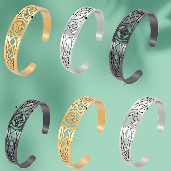 Imagen de + 9 Modelos  para Seleccionar de  Brazalete Nudo de Bruja CURADO Ajustable de ACERO INOXIDABLE Espesor de 2 mm Alta Durabilidad para Uso Rudo  X1BRA-Lopi