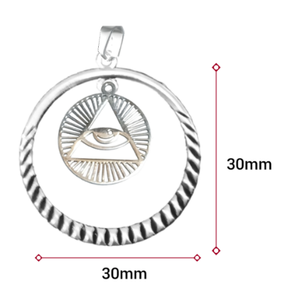 Imagen de 1 Dije Ojo de Dios + Santisima Trinidad 20x20mm Curado o Intensionado Acero Inoxidable Alta Durabilidad en Pulsera o Llavero o Collar+4 Modelos para Escoger 