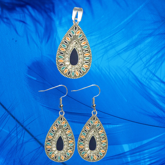 Imagen de Elegantes Dije(s)  en 1 Par Aretes o  en Juego Alta Durabilidad Gota Grande 35x25mm + Incrustaciones Cristal Zirconia Para Toda Ocasion +9 MOdelos a Escoger x1aregg