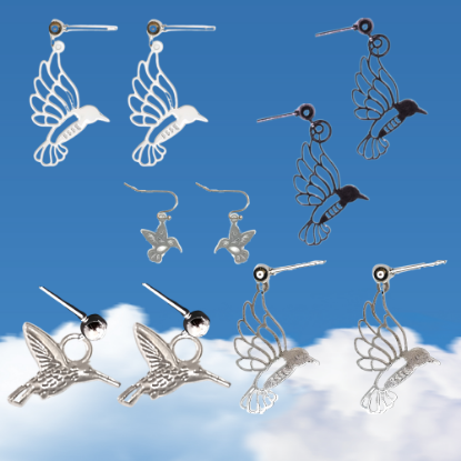 Imagen de 1 Par de Bonitos Colibries en Aretes Acero Alta Durabilidad +5 Modelos y Colores para Escoger x1-4colib