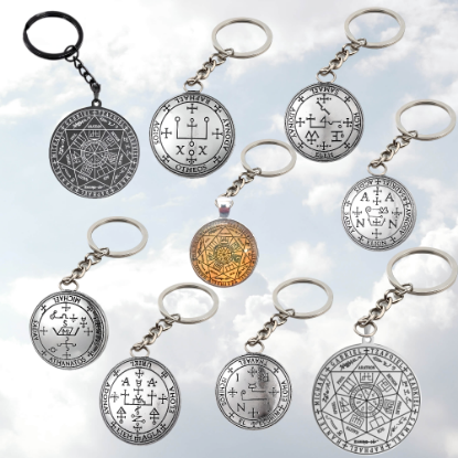 Imagen de 1 Llavero con 1 Dije Curado Intensionado de 1 Arcangel (Miguel o Gabriel o  Rafael, Etc.) 30x30mm en Alas de Angel 80x60 mm   Poderosisimo Talisman Protector En Collar + 9 ARCANGELES para Escoger X1-5