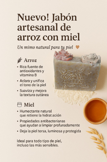 Imagen de  Jabón artesanal de Café Canela (100g.)  Y  Jabón de Arroz con miel (120g. )