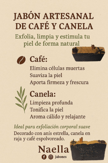 Imagen de  Jabón artesanal de Café Canela (100g.)  Y  Jabón de Arroz con miel (120g. )