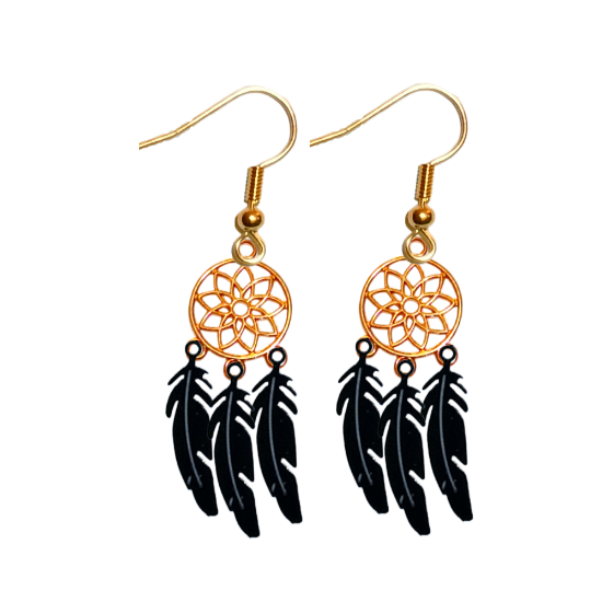 Imagen de + de 10 Modelos y Combinaciones de Colores de 1 Par de Atrapasueños Color DORADO Alta Durabilidad en Aretes Acero Inoxidable para Escoger x1-8