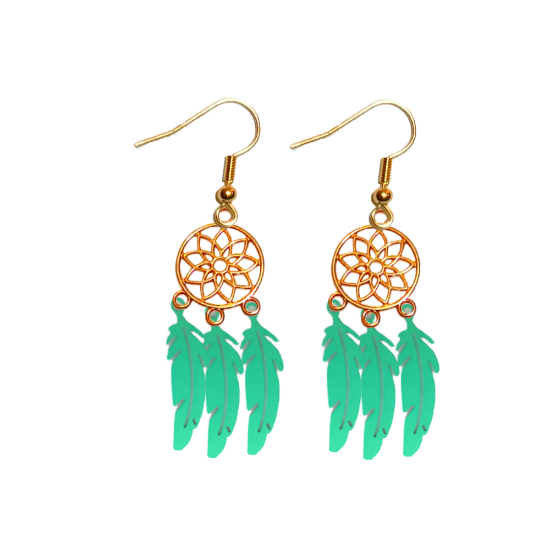 Imagen de + de 10 Modelos y Combinaciones de Colores de 1 Par de Atrapasueños Color DORADO Alta Durabilidad en Aretes Acero Inoxidable para Escoger x1-8