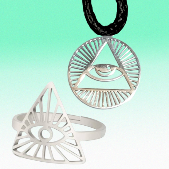 Imagen de 1 Dije Ojo de Dios + Santisima Trinidad 20x20mm Curado o Intensionado Acero Inoxidable Alta Durabilidad en Pulsera o Llavero o Collar+4 Modelos para Escoger -x1-Lopi-12V