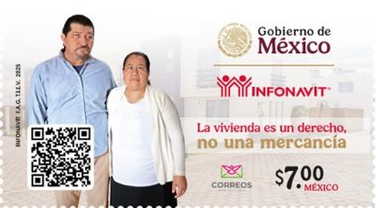 Imagen de Timbre postal: La vivienda es un derecho, no una mercancia (INFONAVIT)