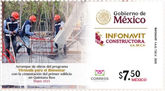 Imagen de Timbre postal: Primera Cimentación Infonavit Constructora (INFONAVIT)