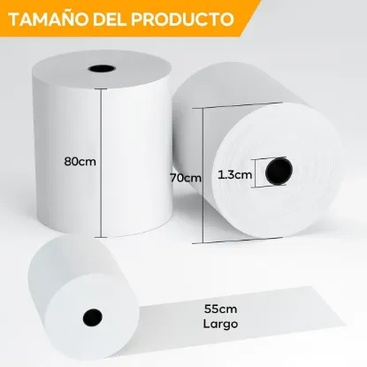 Imagen de  Rollo Papel Térmico 80x70 Blanco Impresora 80mm Ticket