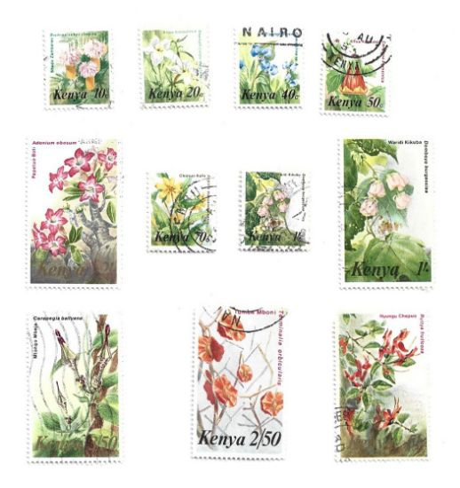 Imagen de SERIE DE ESTAMPILLAS POSTALES DE KENYA TEMATICA FLORES USADAS