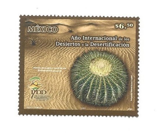 Imagen de ESTAMPILLA MEXICO 2014 AÑO DESIERTOSY DESERTIFICACION BIZNAGA