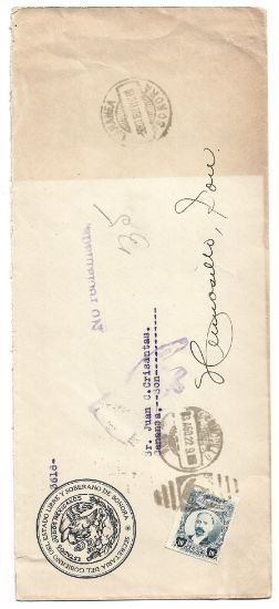 Imagen de SOBRE REGISTRADO 1922 DE HERMOSILLO A CANANEA SONORA 1922 