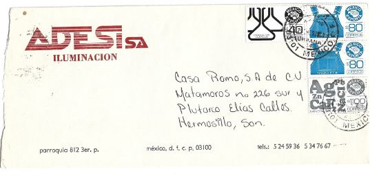 Imagen de SOBRE CIRCULADO MEXICO EXPORTA 1992 DEL DF A HERMOSILLO SONORA