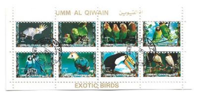 Imagen de MINIHOJITA DE ESTAMPILLAS DEL EMIRATO ARABE DE UMM AL QIWAIN 1970 AVES 