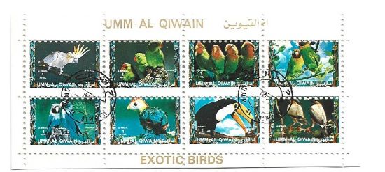 Imagen de MINIHOJITA DE ESTAMPILLAS DEL EMIRATO ARABE DE UMM AL QIWAIN 1970 AVES 
