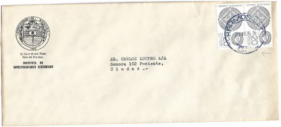 Imagen de SOBRE CIRCULADO ESTAMPILLAS MEXICO EXPORTA $20.00 HIERRO FORJADO 1986