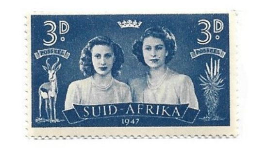 Imagen de ESTAMPILLA DE SUDAFRICA 1947 VISITA FAMILIA REAL PRINCESA ELIZABETH Y ANA